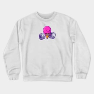 Cute Ice Cream Cone Lifting Dumbbell Cartoon Crewneck Sweatshirt